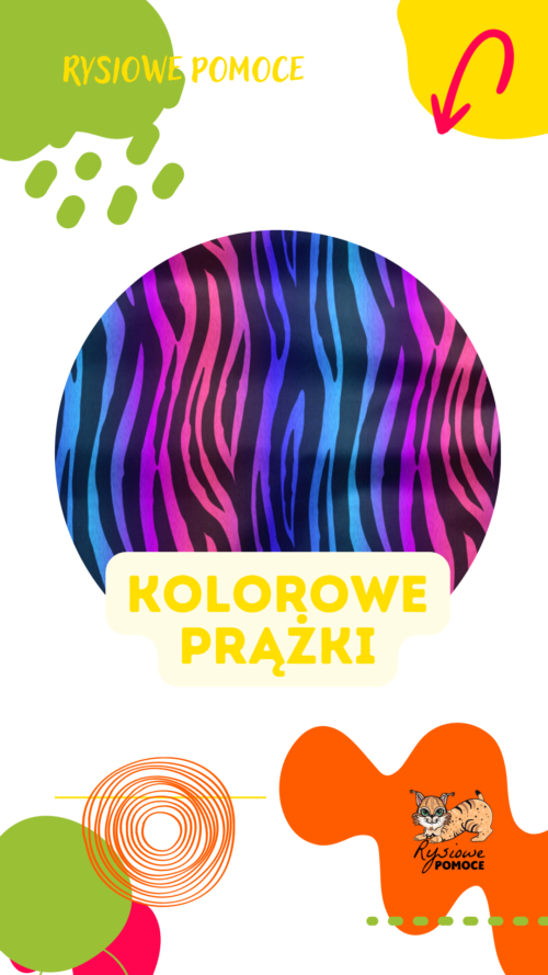 wzór na wielkich spodniach kolorowe prążki - produkty dla animatorów Łódź