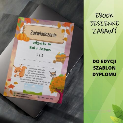 jesienny ebook karty dyplom zaświadczenie certyfikat